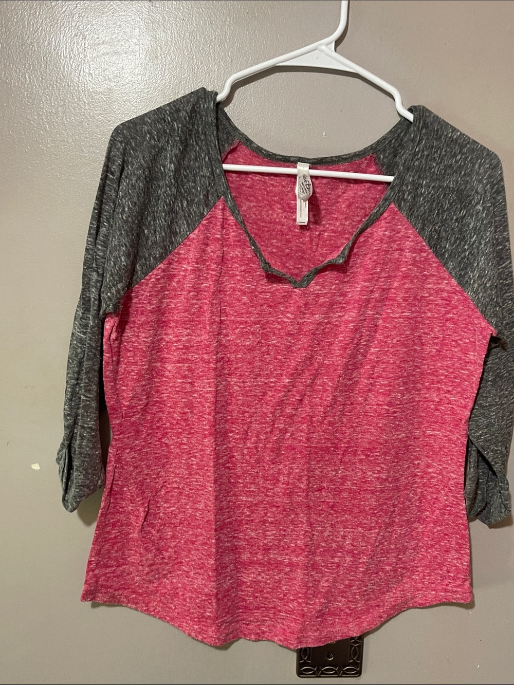 Bobbie Brooks Pink and Gray Raglan Long Sleeve Top